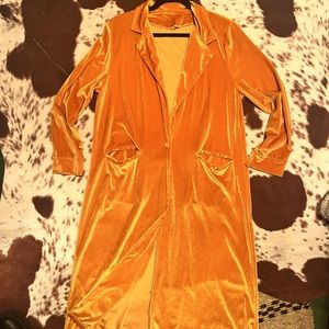 Velvet mustard colored long jacket